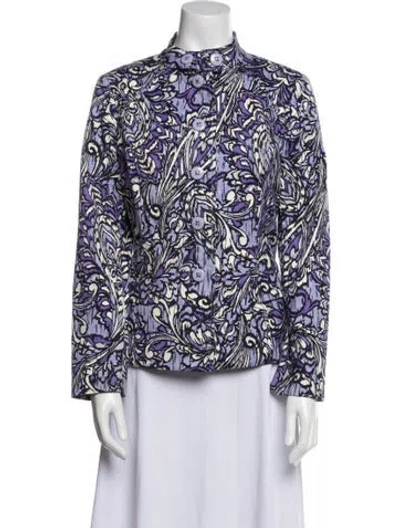 Pre-owned St John Floral Print Evening Jacket In Blue