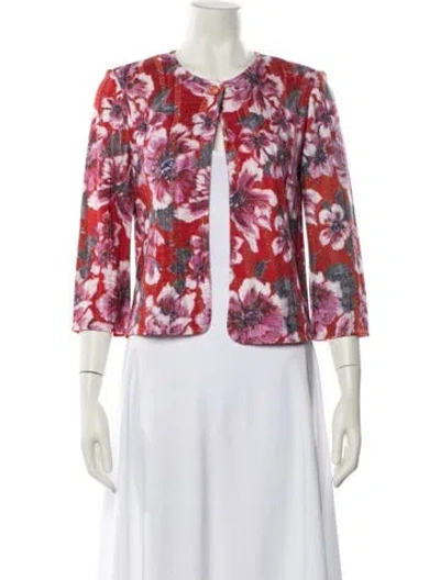 Pre-owned St John Floral Print Evening Jacket In Pink