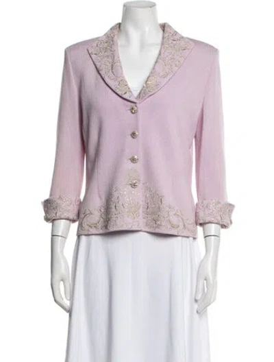 Pre-owned St John Floral Print Evening Jacket In Purple