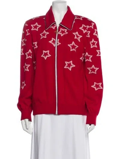 Pre-owned St John Floral Print Evening Jacket In Red