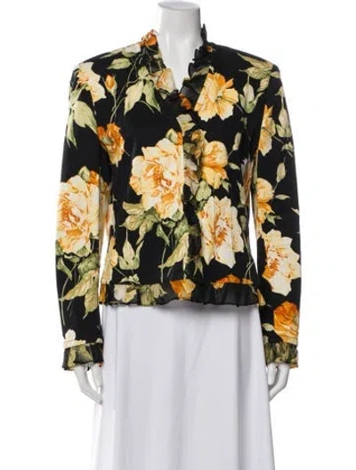 Pre-owned St John Floral Print Jacket In Black
