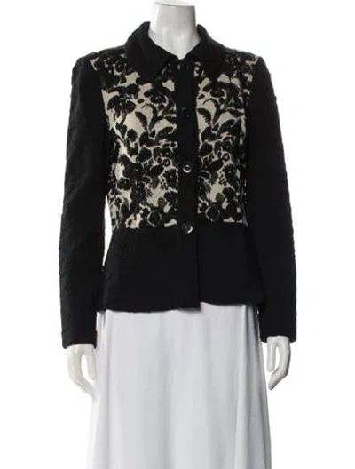 Pre-owned St John Floral Print Jacket In Black