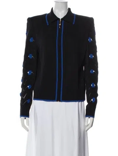 Pre-owned St John Floral Print Jacket In Black