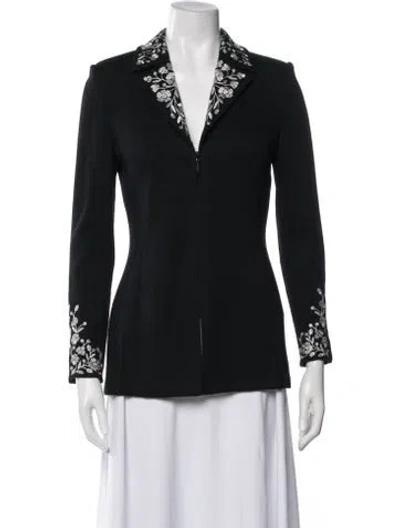 Pre-owned St John Floral Print Jacket In Black