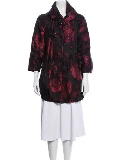 Pre-owned St John Floral Print Jacket In Black