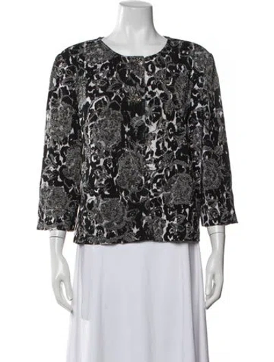 Pre-owned St John Floral Print Jacket In Black