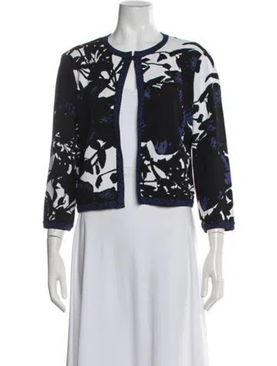 Pre-owned St John Floral Print Jacket In Black