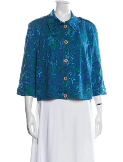 Pre-owned St John Floral Print Jacket In Blue