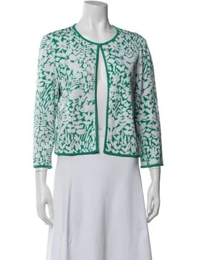 Pre-owned St John Floral Print Jacket In Blue