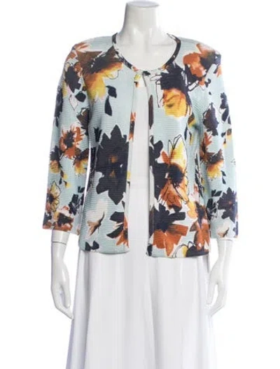Pre-owned St John Floral Print Jacket In Blue