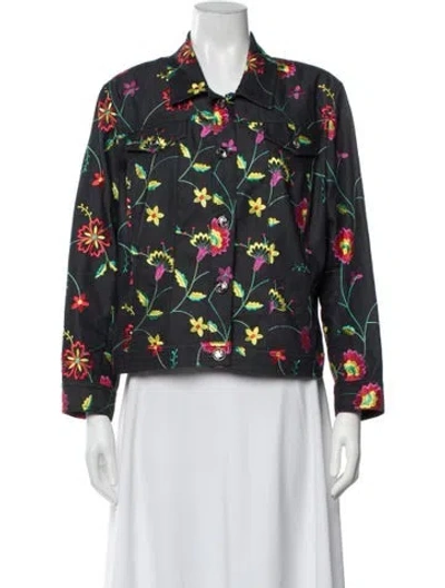 Pre-owned St John Floral Print Jacket In Blue