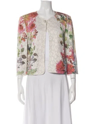 Pre-owned St John Floral Print Jacket In Multi