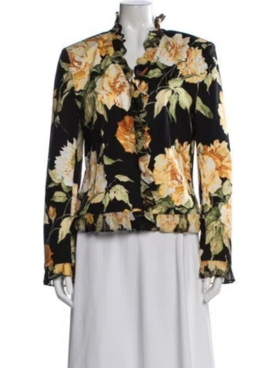 Pre-owned St John Floral Print Jacket In Multi