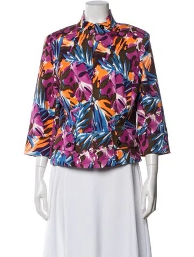 Pre-owned St John Floral Print Jacket In Multi
