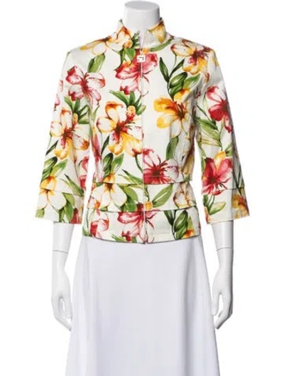 Pre-owned St John Floral Print Jacket In Multi