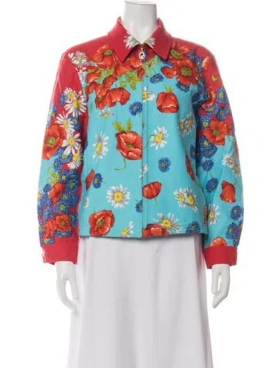 Pre-owned St John Floral Print Jacket In Multi