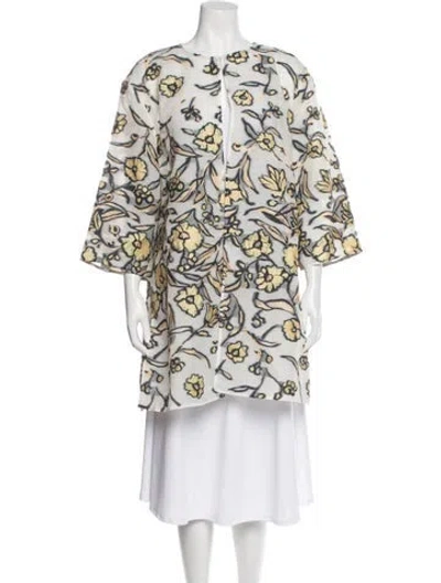 Pre-owned St John Floral Print Jacket In Neutral