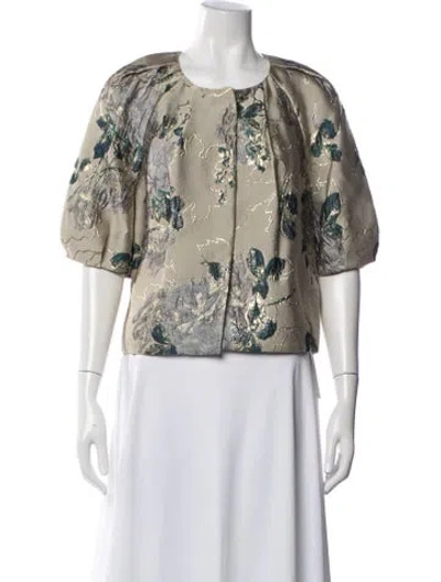 Pre-owned St John Floral Print Jacket In Neutral