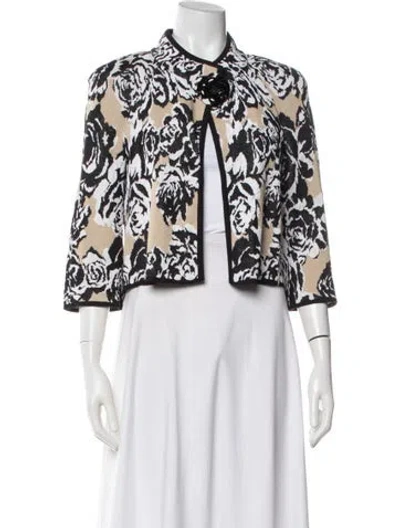 Pre-owned St John Floral Print Jacket In Neutrals