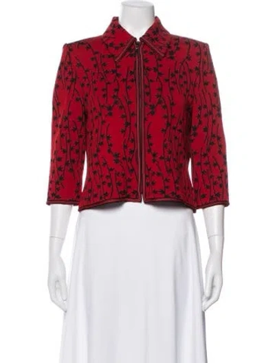 Pre-owned St John Floral Print Jacket In Red