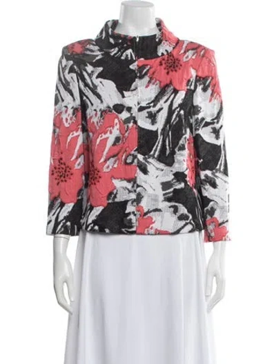 Pre-owned St John Floral Print Jacket In Red