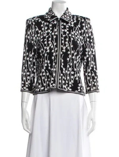 Pre-owned St John Floral Print Jacket In White