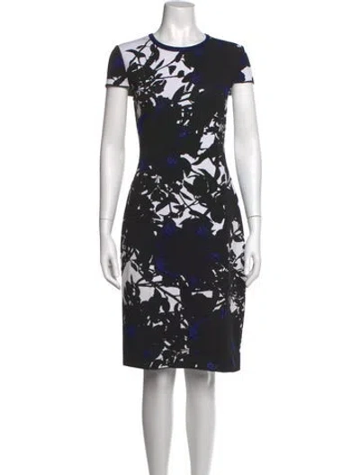 Pre-owned St John Floral Print Knee-length Dress In Black