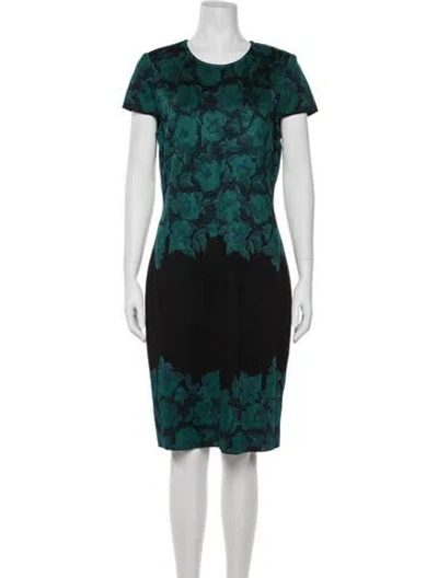 Pre-owned St John Floral Print Knee-length Dress In Blue