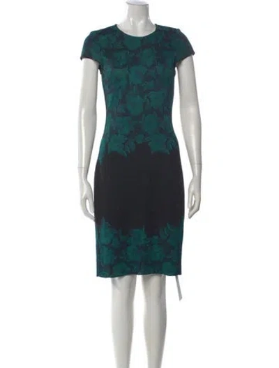 Pre-owned St John Floral Print Knee-length Dress In Blue