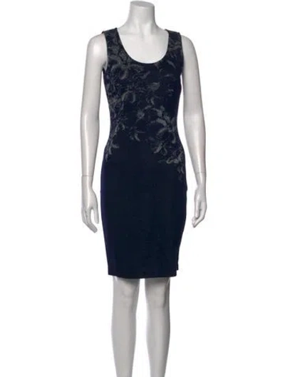 Pre-owned St John Floral Print Knee-length Dress In Blue