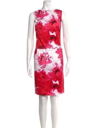 Pre-owned St John Floral Print Knee-length Dress In Multi