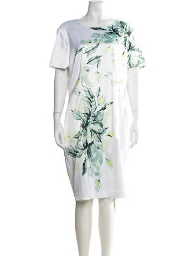 Pre-owned St John Floral Print Knee-length Dress In Multi