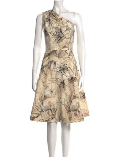 Pre-owned St John Floral Print Knee-length Dress In Neutral