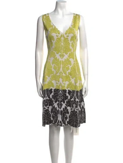 Pre-owned St John Floral Print Knee-length Dress In Yellow