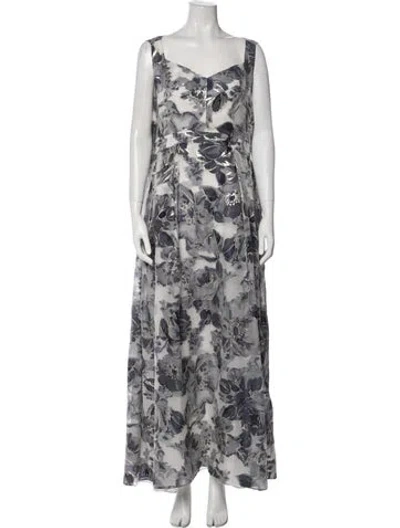 Pre-owned St John Floral Print Long Dress