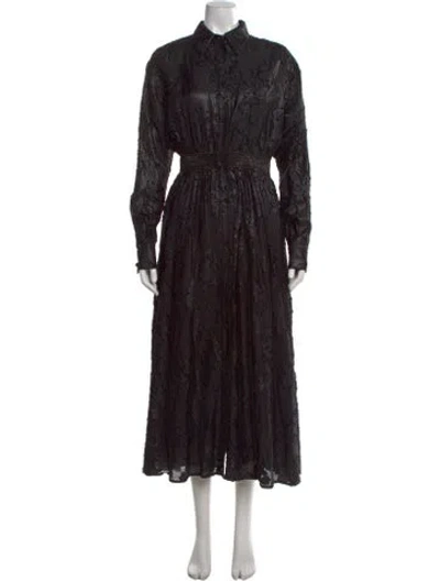 Pre-owned St John Floral Print Long Dress In Black