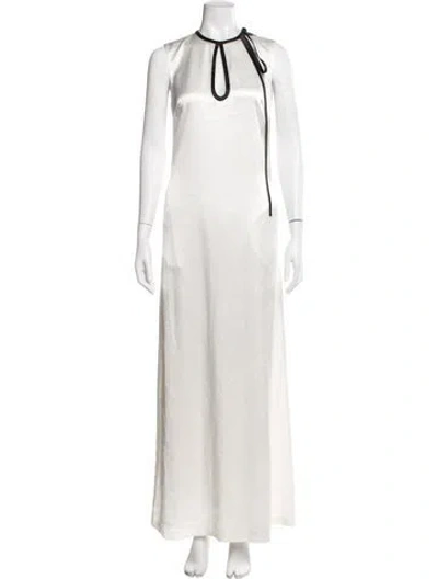 Pre-owned St John Floral Print Long Dress In Neutral