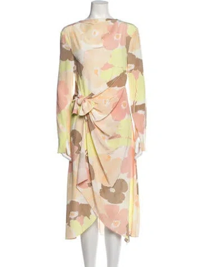 Pre-owned St John Floral Print Long Dress W/ Tags In Pink