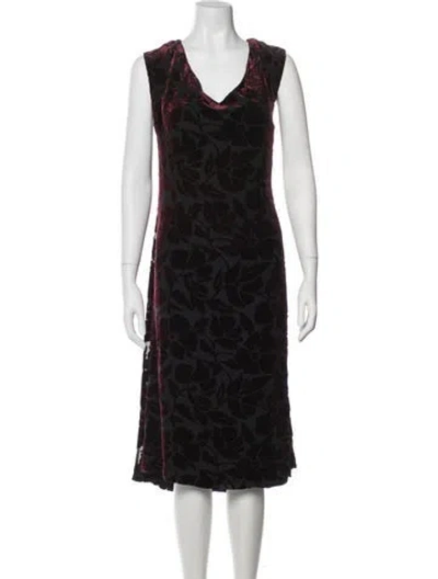 Pre-owned St John Floral Print Midi Length Dress In Blue
