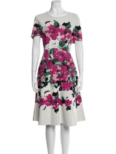Pre-owned St John Floral Print Midi Length Dress In Multi