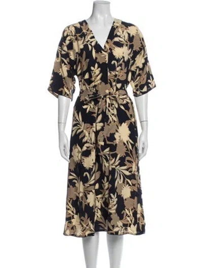 Pre-owned St John Floral Print Midi Length Dress In Neutrals