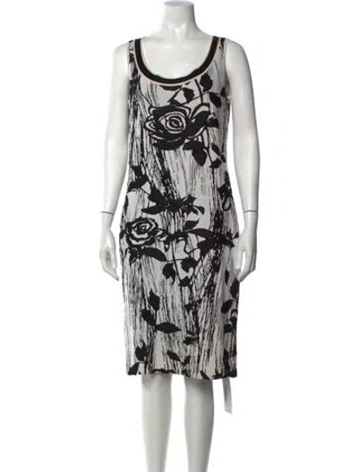 Pre-owned St John Floral Print Midi Length Dress In Neutrals