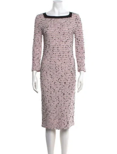 Pre-owned St John Floral Print Midi Length Dress W/ Tags In Pink