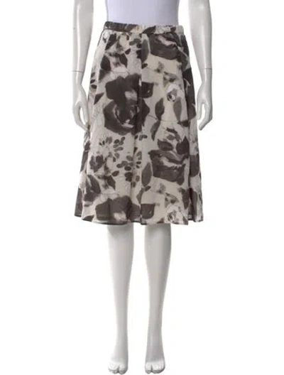 Pre-owned St John Floral Print Midi Length Skirt
