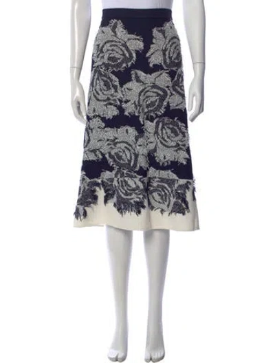 Pre-owned St John Floral Print Midi Length Skirt