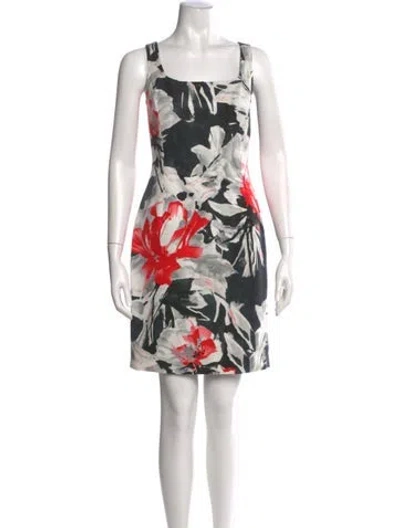Pre-owned St John Floral Print Mini Dress In Blue