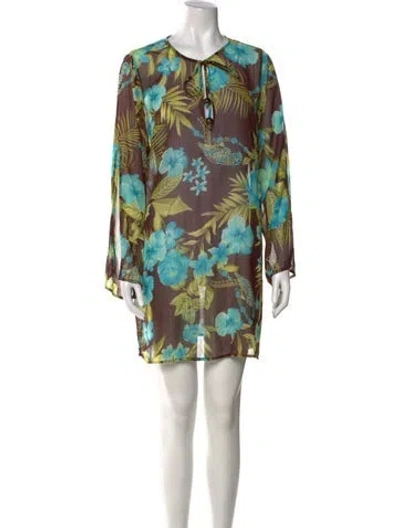 Pre-owned St John Floral Print Mini Dress In Multi