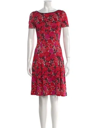 Pre-owned St John Floral Print Mini Dress In Red