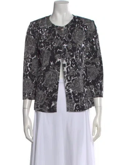 Pre-owned St John Floral Print Open Front Sweater In Multi