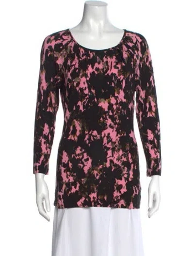 Pre-owned St John Floral Print Scoop Neck Blouse In Multi